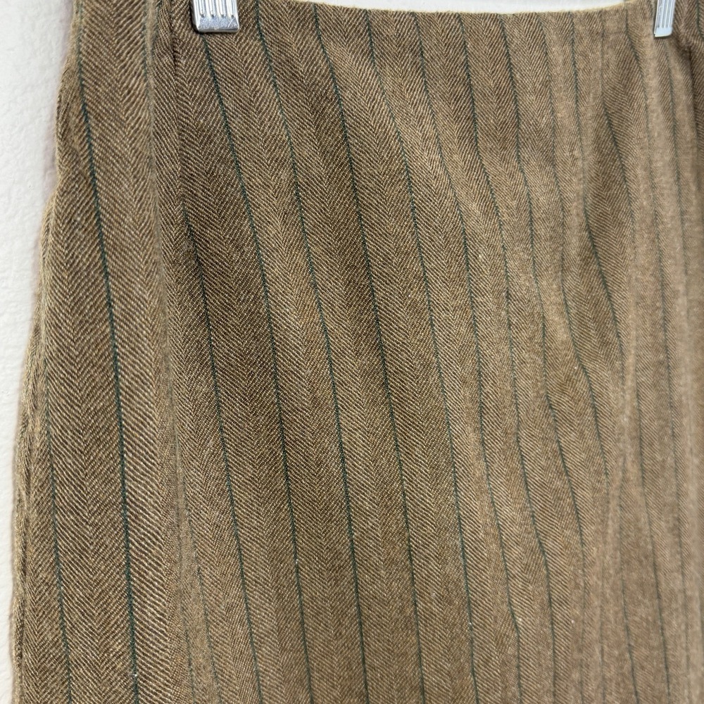 Harvé Bernard Brown Wool Pinstripe‎ Skirt Above Knee High Rise Classic - Picture 3 of 14
